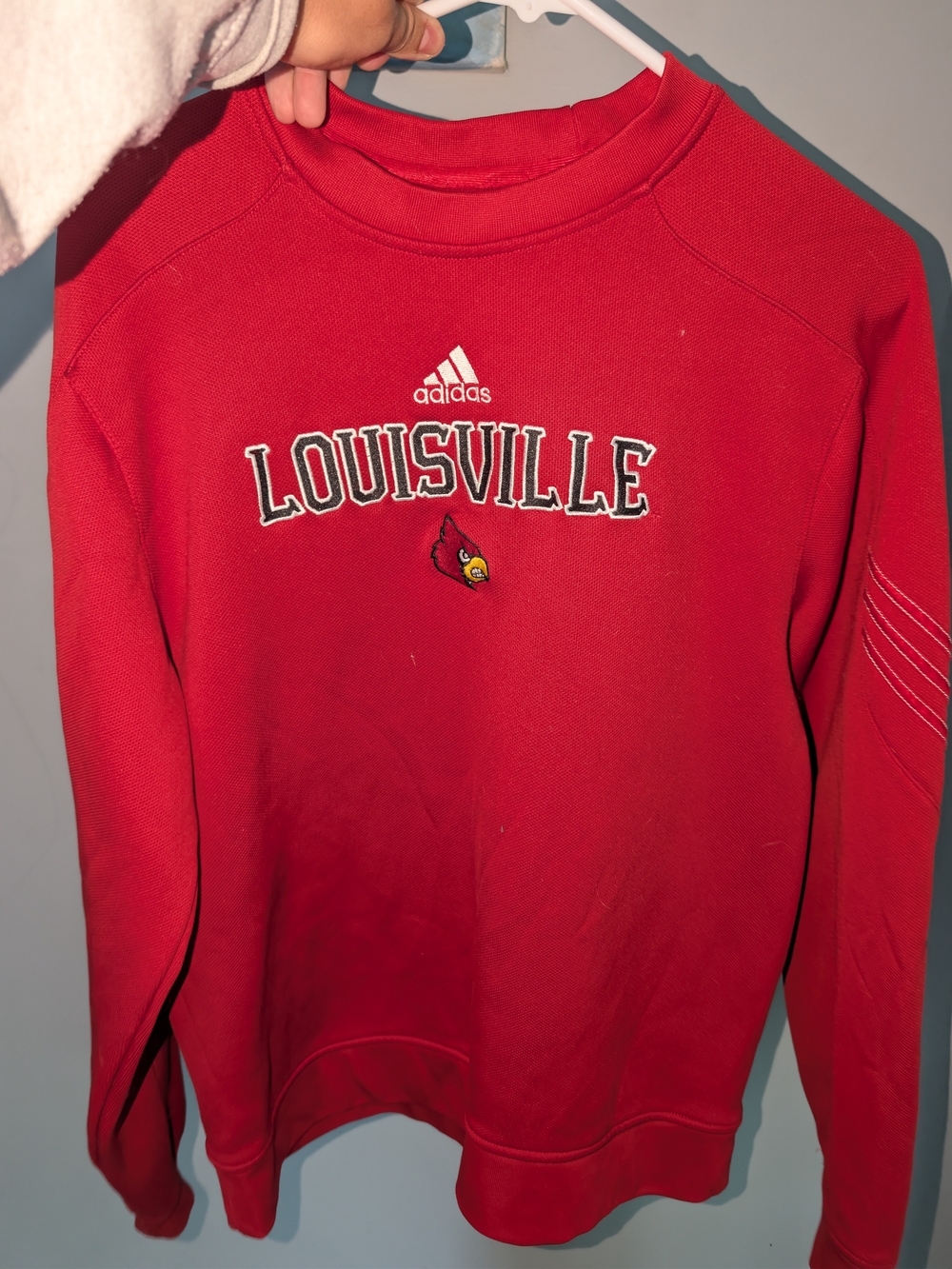 adidas Red Louisville Crewneck Pullover